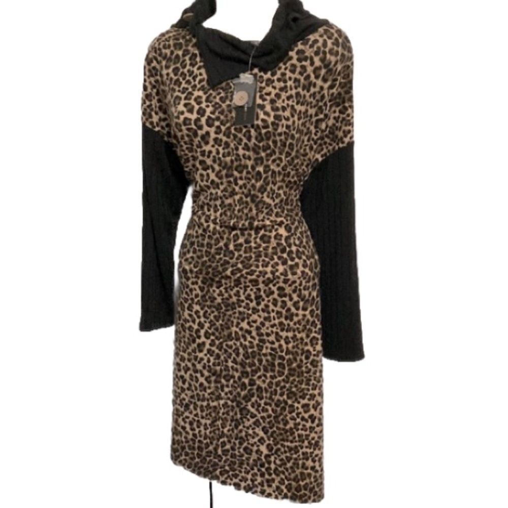 CHEETAH LEOPARD Print Sweater Dress by Robert Louis NEW Womens Medium